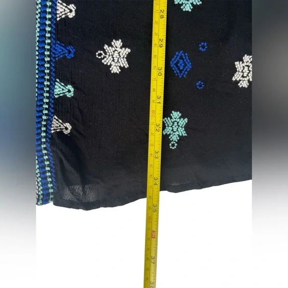 Free People Walking On A Dream Embroidered Mini Dress Black Boho Tunic Size M - Picture 12 of 13